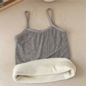 Herfst Winter Warm Ondergoed Vrouwen Tank Top Stretch Lingerie Top Femme Thermische Onderhemd Intieme Slim-Fit Meisje Dieptepunt Camis