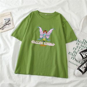 E-Meisje Vlinder Grafische En Brief Afdrukken Stitch Green Crop Tops Tee Y2K Zomer Grunge Stijl O-hals Korte Mouw t-shirts