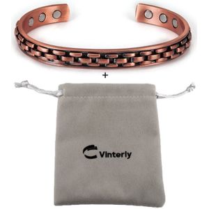 Magnetische Puur Koperen Armband Mannelijke Verstelbare Manchet Energie Magnetische Armband Voordelen Polsband Streep Gezondheid Mannen Armbanden Vrouwen