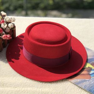 Koreaanse Versie Ring-Vormige Flat Top Wolvilt Grote Rand Top Hoed Vrouwen Lente Herfst Winter Mode Wollen top Hat