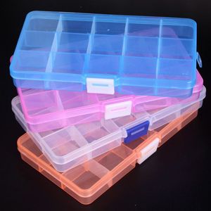 2 stks/partij 15 Grid Sieraden Dozen Plastic Acryl Cosmetische Nail Art Pillendoosje Case Draagbare Opslag Container DIY Container Y2689