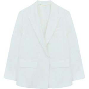 [Eam] Vrouwen Wit Korte Temperament Blazer Revers Lange Mouwen Loose Fit Jas Mode Tij Lente Herfst 1DB324