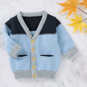 Iyeal Winter Baby Boy Trui Gebreide Enkele Breasted Vest Blauw Baby Truien Jas Baby Kleding Pasgeboren Kids 0-24M