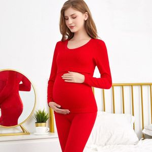Zwangere Vrouwen Verdikking Borstvoeding Slaap Kleding Warm Ondergoed Herfst Winter Nachtkleding Pyjama Postpartum Prenatale Set
