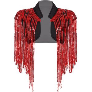 Vrouwen Sequin Kwasten Cropped Vest Mode Stand Kraag Mouwloze Kwastje Vest Voor Hip-Hop Jazz Dance Stage Performance