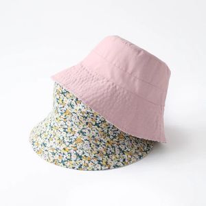 Foux Bucket Women Summer Thin Wear On Both Sides Pure Color Uv Protection Floral Patterns Protect Wind Japanese Style