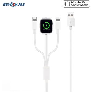 Bsydzkjgs 3 In 1 Draadloze Oplader Voor Apple Horloge 1 2 3 4 Quick Charger 1.2 Usb-kabel Voor Iphone X Xs 8 Plus Ipod Usb Datakabel