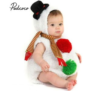 Leuke Pasgeboren Baby Kind Wit Bont strikje Romper Outfits Kerst Kleding Cadeaus voor Jongens Meisjes Kleding voor Xmas