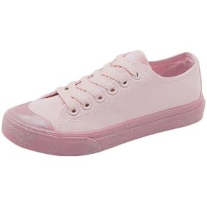Meisjes Gumshoes Roze Lage Top Lace Up Vrouwelijke Sneakers Casual Schoenen Pure Roze Effen Kleur Studenten Leisure Schoenen Canvas