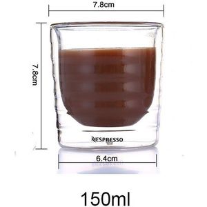 6 Stks/set Koffie Cup Caneca Hand Dubbele Wand Glas Thee Kopjes Wei-eiwit Koffie Espresso 85Ml 150Ml Thermische cup