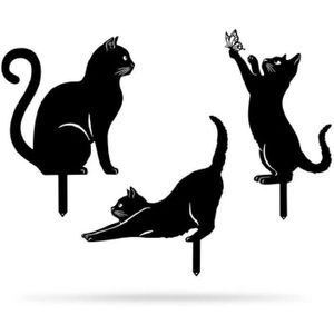 3Pcs Tuin Art Decoratie Kat Ornament Tuin Decor Katten Tuin Art Decoratie Voor Thuis Kat Mediteren Art Sculptuur 2022