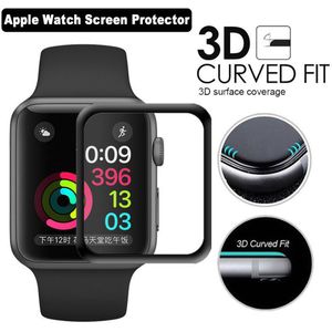 3D Gebogen Volledige Cover Gehard Glas Voor Apple Horloge 4 Full Screen Protector Cover 40Mm 44Mm 9H glas Film Voor Iwatch 4