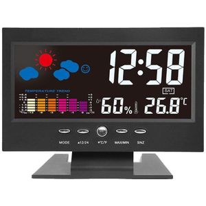 Elektronische Digitale Lcd Bureauklok Temperatuur Vochtigheid Monitor Klok Thermometer Hygrometer Weersverwachting Tafel Klok
