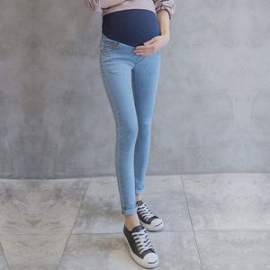 Lichtblauw Gewassen Denim Jeans Skinny Potlood Broek Kleding voor Zwangere Herfst Zomer Zwangerschap Jeans