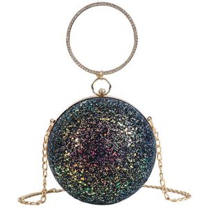 Vrouwen Avond Dag Clutch Kleurrijke Kristallen Diamanten Ronde Bal Vormige Koppelingen Dame Handtas Wedding Purse Chain Schoudertas