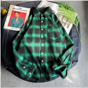 Mannen Shirts Lange Mouwen Turn-Down Kraag Grote Maat 5XL Plaid Koreaanse Stijl Vintage Trendy Losse Studenten Heren Alle-Match Chic