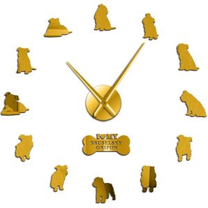 Griffon Bruxellois Speelgoed Hond Diy Wandklok België Brussel Griffon Belge Petit Brabançon Griffon 3D Grote Muursticker Klokken