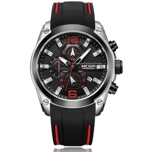 MEGIR heren Chronograaf Analoge Quartz Horloges Datum Lichtgevende Handen Waterdichte Siliconen Sport Horloges Mannen Relogio Masculino