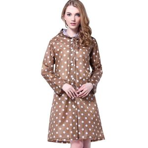 Outdoor Vrouwen Waterdicht Rijkleding Poncho Pocket Polka Dot Hooded Knie Lange Regenkleding Nylon Lady Navy Blue Poncho
