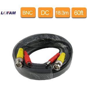 LOFAM 18.3 m 60ft CCTV Kabel BNC & DC Plug Video Power kabel voor Bedrade AHD Camera DVR Zwarte Kleur Coaxkabel CCTV accessoires