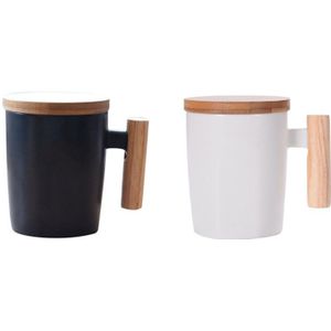 ! 2x Japan Stijl Korte Reizen Koffie Mok Keramische Porseleinen Melk Mok Koffie Cup Met Houten Handvat Deksel Aardewerk Water Thee C