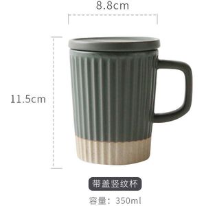 350Ml Grof Aardewerk Mok Met Deksel Water Cup Huishoudelijke Keramische Cup Retro Japanse Kantoor Opknoping Oor Koffie Cups