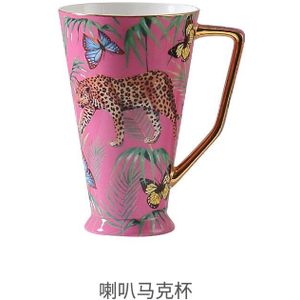 Europa Luxe Bone China Koffie Cup Bos Cheetah Animal Espresso Cup Hoge Capaciteit Mok Afternoon Thee Drinken Ware