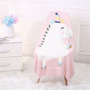 Pasgeboren Baby Kids Gooi Knit Wollen Garen Unicon Zoete Fee Gooi Fleece Deken Kinderwagen Wieg Mozes Mand Blauw Roze 3D eenhoorn