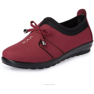 Lente Herfst Casual Zachte Antislip Zool Peking Vrouwen Schoenen Wiggen Hakken Vlinder Knoop Patchwork Slip Stof Schoenen 20181224