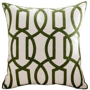 Dunxdeco Kussenhoes Decoratieve Kussensloop Moderne Eenvoudige Geometrische Chinese Stijl Katoenen Draad Borduurwerk Sofa Stoel Coussin