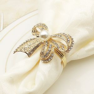 6Pcs Hoogwaardige Servet Ring Westerse Servies Diamant Strass Vlinder Knoop Bruiloft Servet Ring Desktop Decoratie