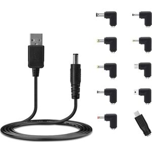 Usb Naar Dc 5.5X2.1 Mm Power Cable Met 10 Connectors 5.5X2.5 4.8X1.7 4.0X1.7 4.0X1.35 3.5X1.35 3.0X1.1 2.5X0.7 Micro Type-C Mini