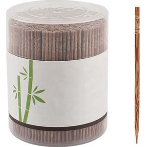 1600 Stuks Van Houten Tandenstokers, Bamboe Tandenstokers, Verkoolde Bamboe Voorgerechten, Tandenstokers, Cocktail Picks