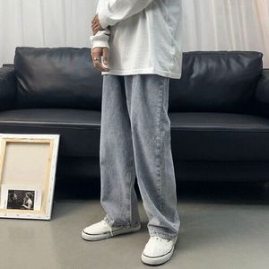 Mannen Jeans Plus Size 3XL Effen Losse Wijde Pijpen Chic Alle-Wedstrijd Denim Broek Mannelijke Harajuku Causale Eenvoudige Koreaanse stijl Streetwear