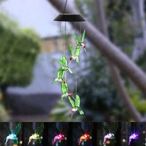 Led Zonne-energie Lichtslingers Hummingbird Windgong Hummingbird Multicolor Light Outdoors Opknoping Lamp Voor Home Garden Decor