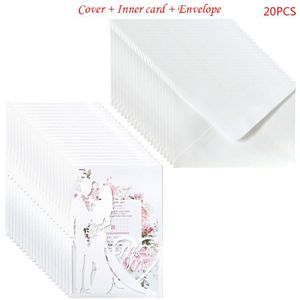 20 Stks/set Cut Mr & Mrs Wedding Uitnodigingen Kaart Nodigen Enveloppen Kit Bridal Shower Engagement Feestartikelen Y5LE