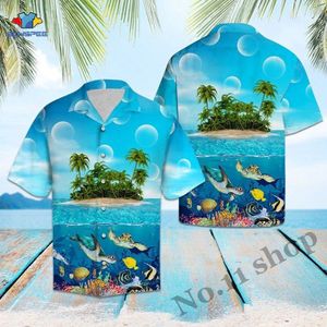 Zomer Palm Boom Mannen Shirts 3D Print Korte Mouw Hawaiian Shirt Mannelijke Zee Schildpad Slim Fit Strand Funny Animal shirts