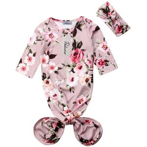 Pudcoco Pasgeboren Baby Meisje Bloemen Slapen Nachtkleding &amp; Robes Inbakeren + Hoofdband baby slaap slijtage