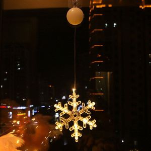 1Pc Led Kerstverlichting Bel Sneeuwpop Ster Venster Decoratieve Sucker Lamp Batterij Aangedreven Waterdichte String Lamp Voor Kamer