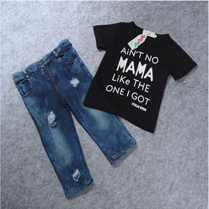 Pasgeboren Peuter Baby Kleding, Cool Baby Boy Kleding Outfits, baby Kids T-shirt Top Tee + Gescheurde Jeans Denim Broek Outfits Set