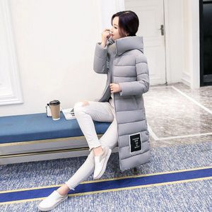 Winter Jas Plus Size Slanke Lange Dikke Katoenen Gewatteerde Jas Mode Hoed Hooded Tops Chaqueta Mujer LWL885