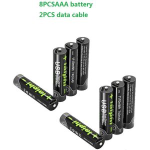 1.5V Usb Aaa Lithium Ion Batterij 740Mah 100% Capaciteit Lithium Polymeer Usb Oplaadbare Lithium Usb Aaa Batterij