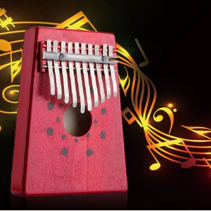 Professionele Promoties Rood 10 Toetsen Kalimba Duim Piano Traditionele Muziekinstrument Draagbare Grote