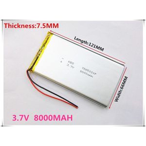 Li-po beste batterij 3.7 V lithium polymeer batterij 8000 mah oplaadbare batterijen schat navigatie tablet telefoon