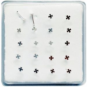 100% 925 Sterling Silver Cross Neus Stud Bone Pin Piercing Neus Lichaam Sieraden 20 Stks/pak