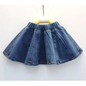 Meisjes Rokken Mode Denim Geplooide Rok Katoen Zoete Childs Rokken Voor 3 4 5 6 7 8 9 Jaar Meisjes lente Herfst Kinderen Rok