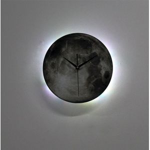 Creatieve Drie-Dimensionale Moon Led Nachtlampje Wandklok Draadloze Afstandsbediening Lichtgevende Multi-color Woondecoratie