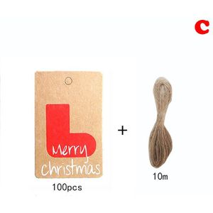 100 Pcs Kerst Papier Tag Kraft Tag Hang Label Met Plaid Diverse Patroon Voor Decorating 33 Voet touw Smr