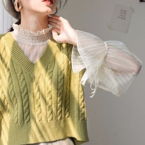 Trui Vest Vrouwen V-hals Korte Stijl Mouwloze Truien Solid Sweet Mode Uitloper Womens Preppy All-Match Studenten Ulzzang