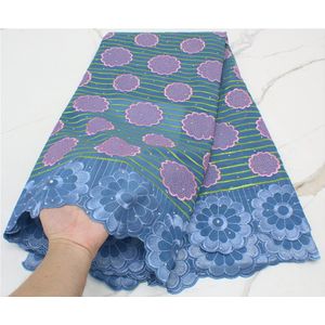 Pgc Afrikaanse Kant Stof Wit Zwitserse Voile Katoen Naaien Geborduurde Jurk Voor Vrouwen YA4438B-3